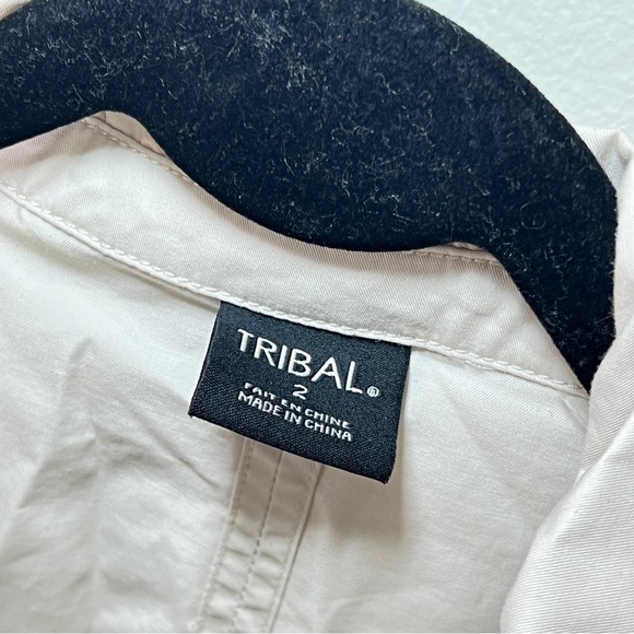 Tribal Size 2 Womens Lightweight Jacket. Ballon Sleeve. Button and Zip up. Cream - Picture 5 of 7